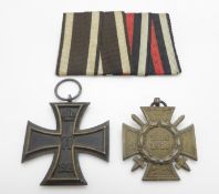 WWI German Iron Cross and Cross of Honour on bar
