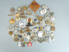 British Army collection of cap badges, shoulder titles and rank badges to include Suffolk