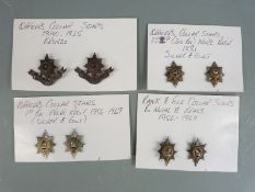 Four sets of British Army Worcestershire Regiment officer's and OR's collar stars / badges