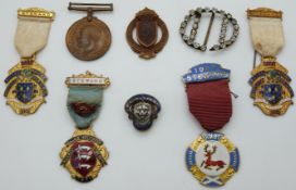 Merchant Navy WWI Mercantile Marine medal named to Alexander Walker together with four enamelled