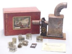 G C & Co magic lantern or 35mm cine film projector, in original box with instructions