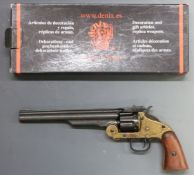 Denix American Civil War Smith & Wesson Schofield No.3 style six-shot revolver with wooden grips,