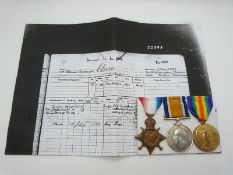 Royal Navy WWI medals comprising 1914/1915 Star, War Medal and Victory Medal named to L4892 C F