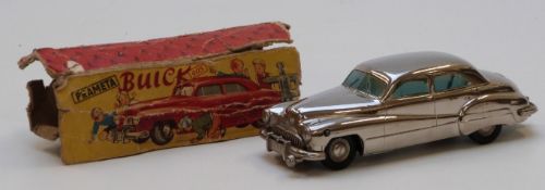 Prameta Cologne Model Cars clockwork Buick 405 with chrome body, blue windows and black tyres,