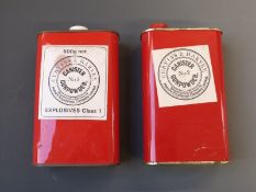 Two Curtis's & Harvey Gunpowder No.2 canisters, each 16.5cm tall.