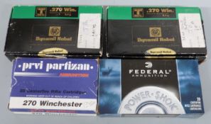 Ninety five RWS Dynamit Nobel, Privi Partizan and Federal .270 WIN rifle cartridges, all in original