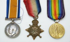 British Army WWI medals comprising 1915/1915 Star, War Medal and Victory Medal named to 19717 Pte