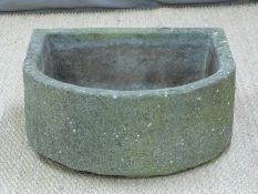 D End carved stone trough, W71 x D66 x H29cm