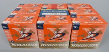 Two hundred and twenty five 12 bore shotgun cartridges including Winchester, Blue Diamond etc, all