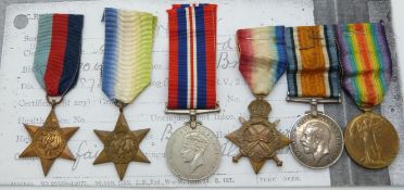 Royal Navy WWI medals comprising 1914/1915 Star, War Medal and Victory Medal named to A E Langley,