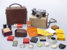 Zeiss Ikon Contax IIa camera numbered A43412 with Sonnar 1:2 f=50mm lens, in original case, fitted