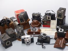 A quantity of cameras to include Coronet and Brownie box cameras, Agfa Silette LK, cine cameras