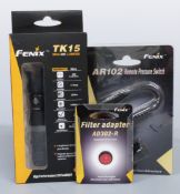 Fenix TK15 LED gun flashlight/ torch with AR102 remote pressure switch and AD302-R filter adapter,