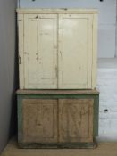 A 19thC painted pine housekeeper's cupboard, W120 c D57 x H203cm