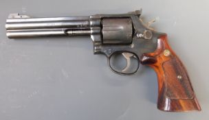 Deactivated Smith & Wesson .357 magnum six shot double action revolver with inset gilt monograms