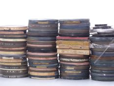 Approximately 60 9.5mm cine film reels to include examples marked 'Col. Kalamazoo Zoo', 'Robinson