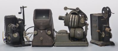 Four vintage cine projectors including Kodascope model C 16mm example, hand-cranked example and a