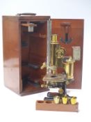 Carl Zeiss Jena mahogany cased microscope numbered 22023