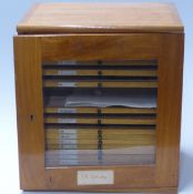 Beck cabinet of microscope glass slides, conatining approximately 150-200 slides, including T.