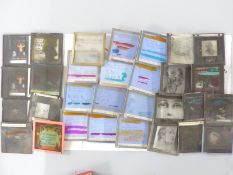 A quantity of advertising / promotional magic lantern or cinema advertising slides including 'What's