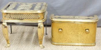 A 19thC brass footman and similar fire front