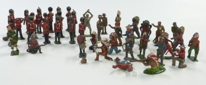 Forty five Britains and similar lead model soldiers, cowboys and Indians
