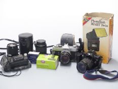 Quantity of Canon and other camera equipment to include EOS 500 SLR camera with 28-80mm 1:3.5-5.6