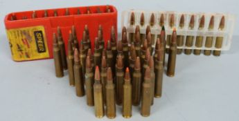 Seventy four .223 rifle cartridges, some in cartridge holders. PLEASE NOTE THAT A VALID RELEVANT