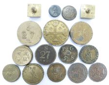 Sixteen century onwards coin weights including Portuguese brass weights for gold Moidores and
