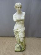 Garden statue of a lady draped in cloth, height 84cm