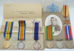 Royal Navy WWI medals comprising War Medal and Victory Medal named to J61139 J T Fry D Sig RN