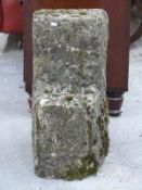 Carved natural stone mounting block or steps, H62cm