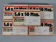 One hundred Sinoxid 5.6 x 50 rifle cartridges, all in original boxes. PLEASE NOTE THAT A VALID