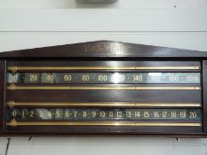 E.J. Riley Ltd, Accrington snooker scoreboard with gilt numbers and brass runners marked Rd 586251