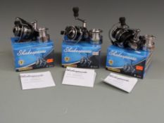 Three Shakespeare fixed spool reels comprising two Superteam 40FD and one Superteam 35 FD