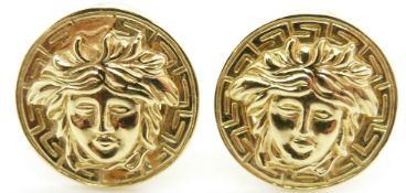 A pair of 18ct gold earrings depicting the Versace Medusa, 8.6g