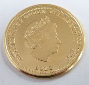 2012 gold full sovereign, Diamond Jubilee issue, uncirculated, cased with certificate