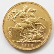 1886 gold full sovereign, Melbourne mint mark