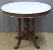 19th century marble topped circular table, diameter 95 x height 78cm