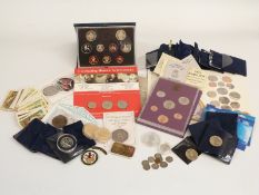A varied mix of UK coin sets and modern crowns to include RAF, Olympic, 2010, 1989, 1980, D Day,