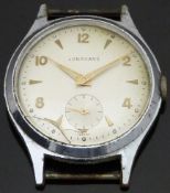 Junghans gentleman's wristwatch with inset subsidiary seconds dial, gold hands and markers, silver