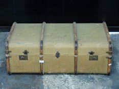 Ash bound travelling steamer trunk, W91 x D54 x H32cm