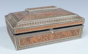 Huntley & Palmer biscuit tin with faux inlaid and carved decoration
