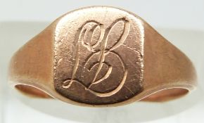 A 9ct rose gold signet ring, 2.4g (size N)