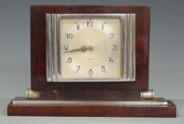 Art Deco clock with stylised Arabic numerals and single train 8 day German movement, 16cm tall