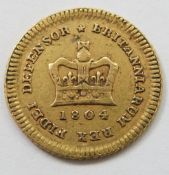 George III 1804 gold third of a guinea, 2.65g