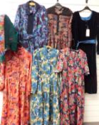 Six Marion Donaldson (one for Liberty) vintage designer dresses including a velvet example with