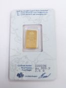 PAMP miniature gold ingot, Swiss made, commemorating the 1848 California gold rush, boxed and sealed