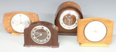 1930's Smiths Enfield mantel clock together with three others including a Bakelite example
