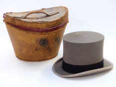 Lock and Co top hat in vintage leather case
